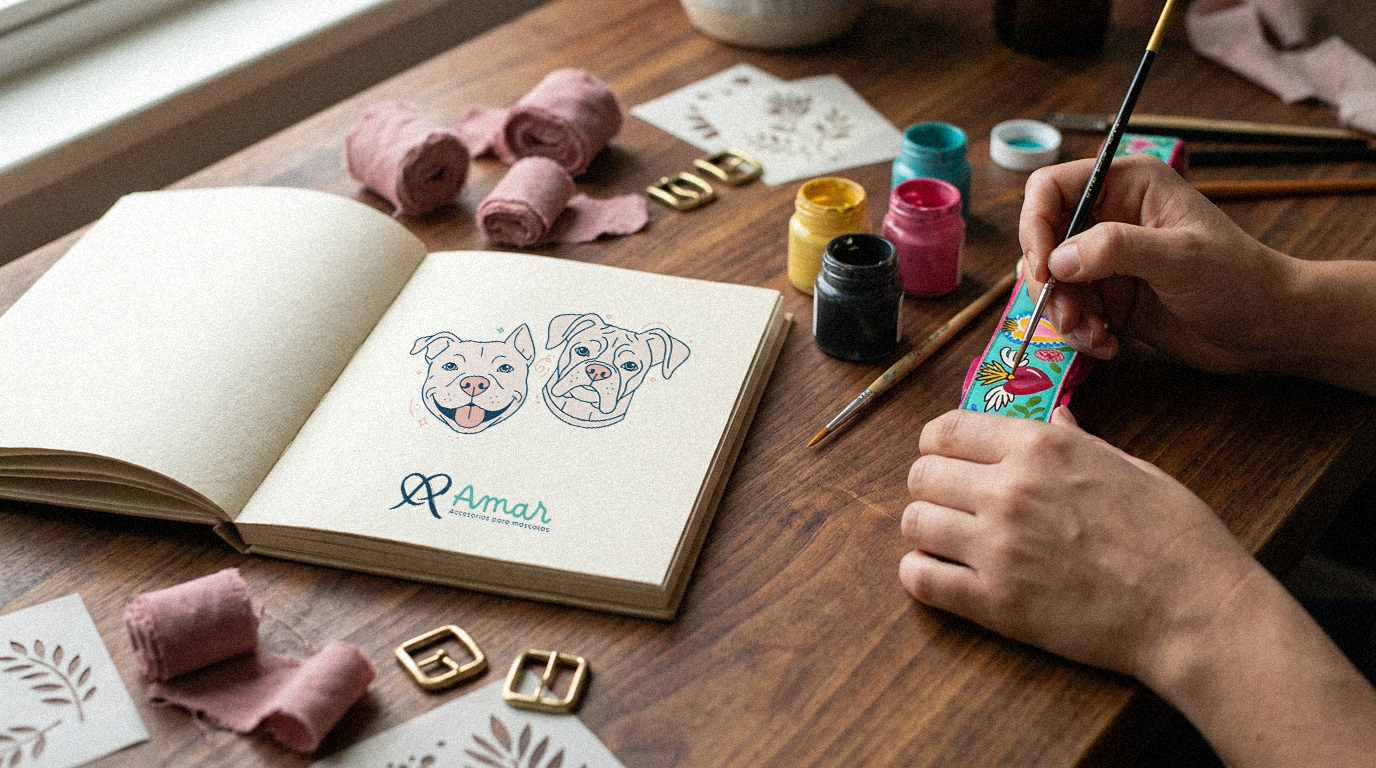 AMAR — Paleta de color vibrante, tipografía y elementos gráficos del sistema